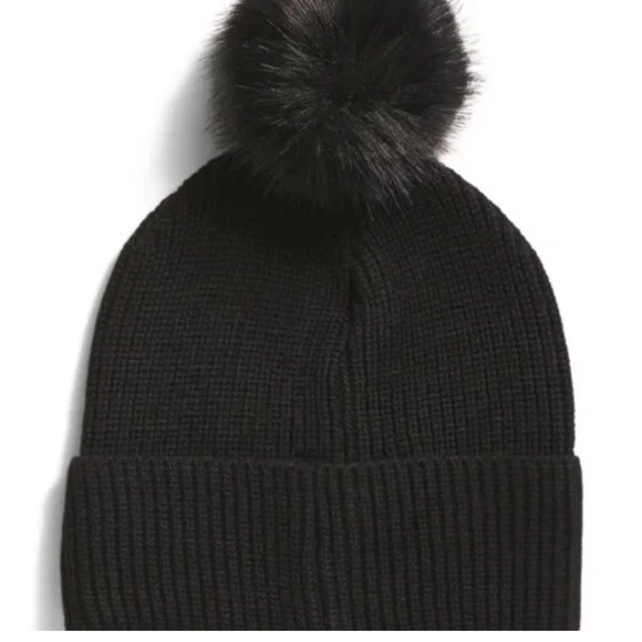 Steve Madden Pom Pom Beanie Black Unisex NWT - Picture 3 of 5